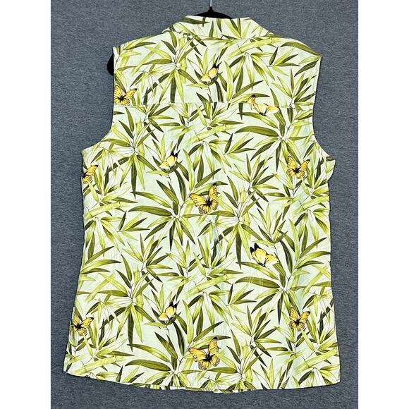 Tommy Bahama | Women's Silk Tropical Botanical Sleeveless Button Down | Small - Picture 2 of 3
